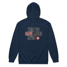 Load image into Gallery viewer, RBARI 'Help Us Save More Lives' Zip-Up Hoodie (Unisex)